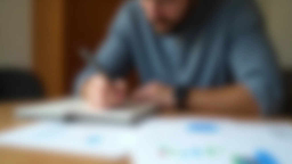 Persona escribiendo notas de planificación en cuaderno con gráficos impresos